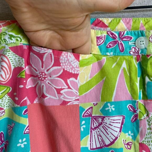 Vintage Lilly Pulitzer Tropical Patchwork Capri Pants Size 10 Flamingo Travel - Picture 3 of 13